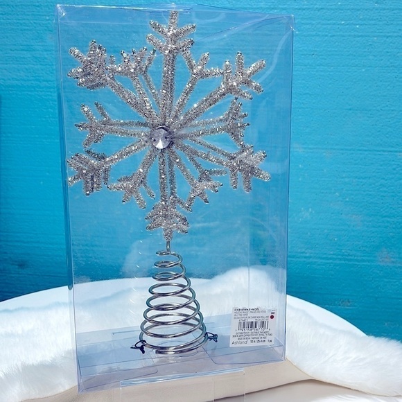 Ashland Christmas Holiday Silver Beaded Snowflake Tree Topper 10” Rhinestone New - Picture 12 of 14